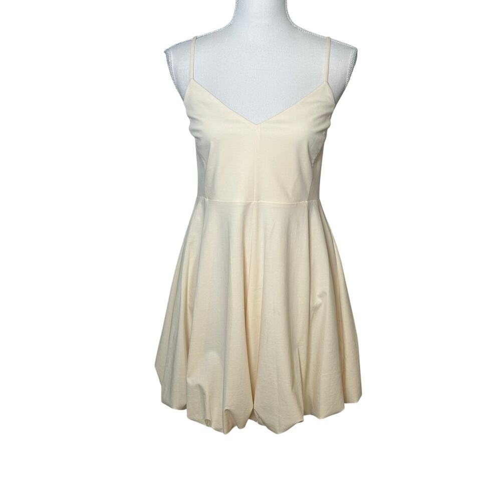 Rebecca Taylor NWT cream/yellow bubble hem strappy mini dress size 10